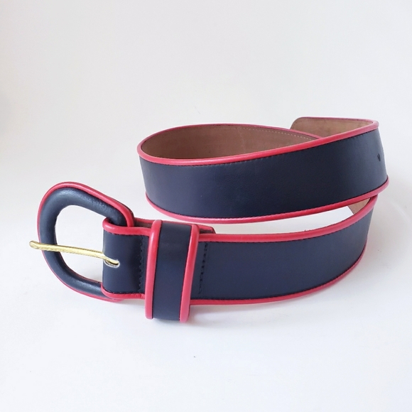 Vintage Linda Allard/ Ellen Tracy Black Red Leather Belt main image 8